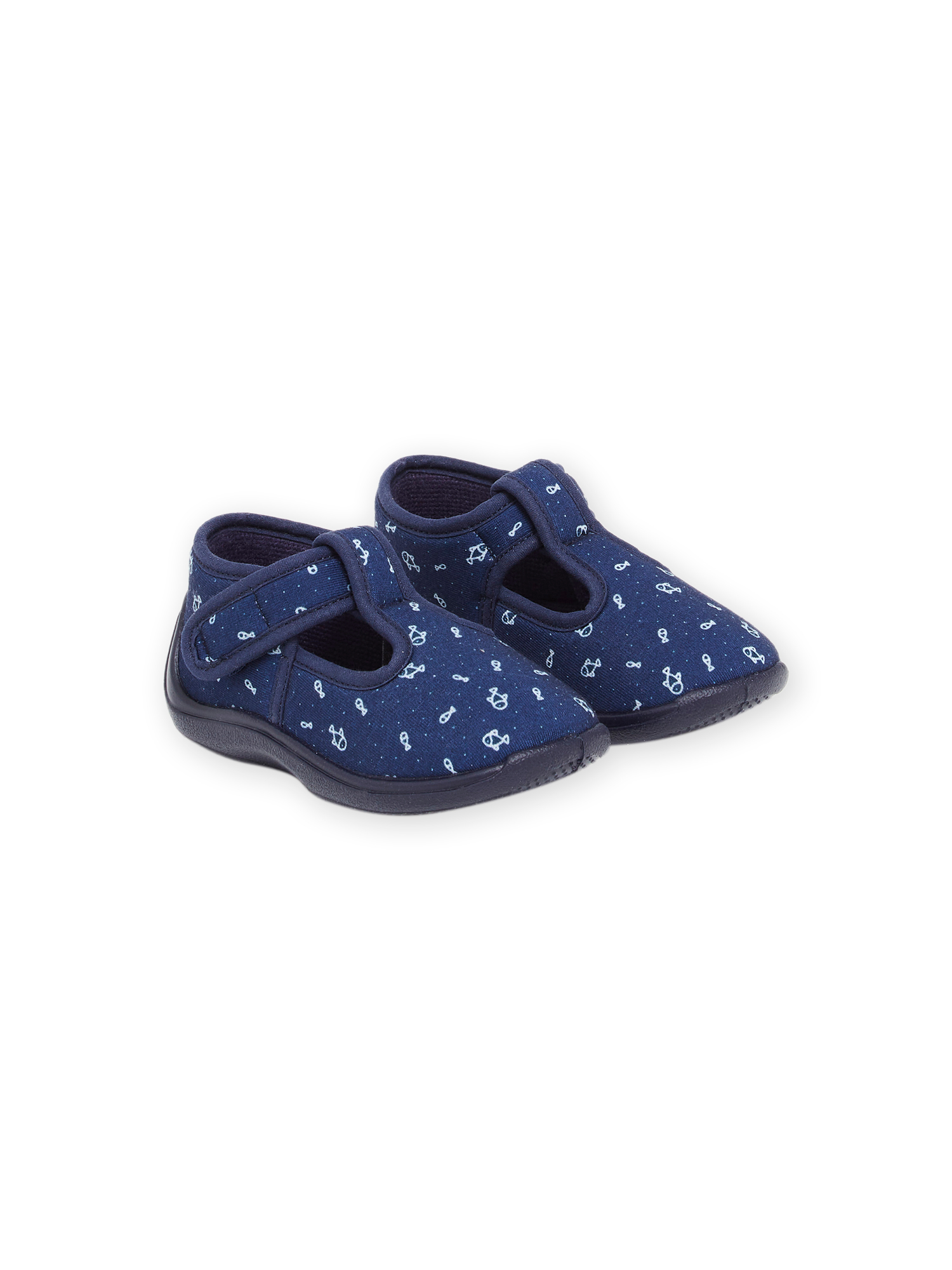 Chaussons Forme Salomé Bleu Marine À Imprimé Poissons - 23 - Du Pareil Au Même product